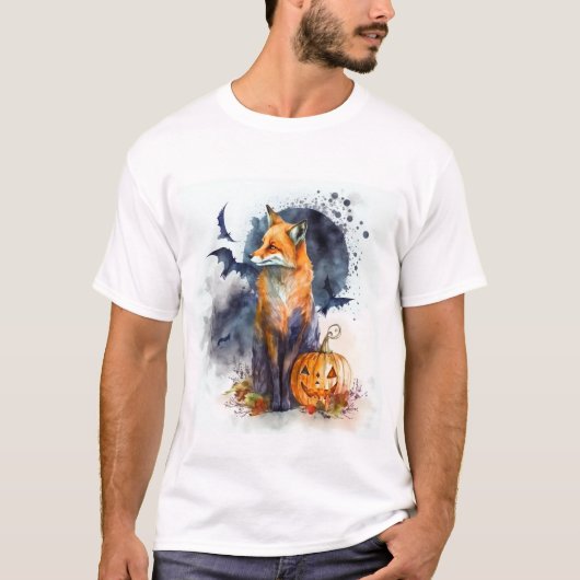 T-shirt Halloween Fox aquarelle (Devant)
