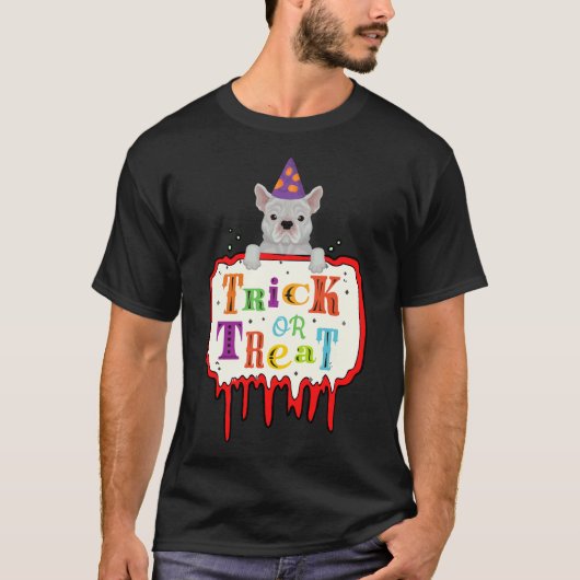 T-shirt Halloween French Buldog Trick Ou Treat (Devant)