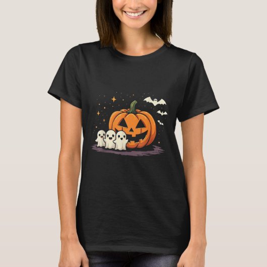 T-shirt Halloween Gamer Pumpkin Eating Ghost Costume Men B (Devant)