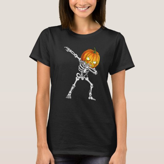 T-shirt Halloween garçons Dabbing Skeleton Citrouille effr (Devant)