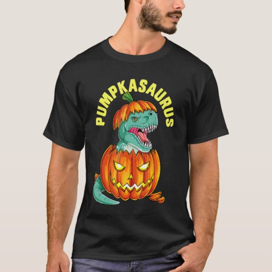 T-shirt Halloween garçons Hommes Pumpkasaurus Dinosaur Cit (Devant)