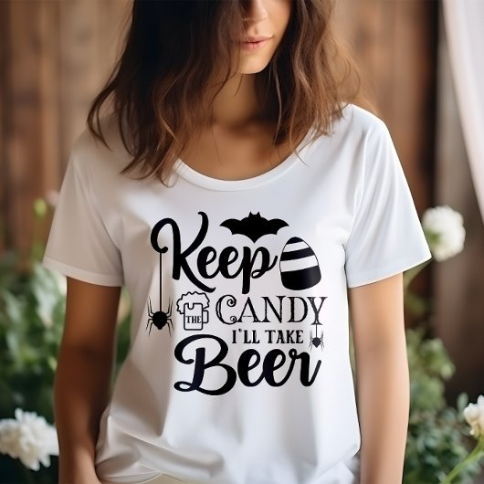 T-SHIRT HALLOWEEN GARDEZ LE CANDÉ JE PRENDRAI BIÈRE
