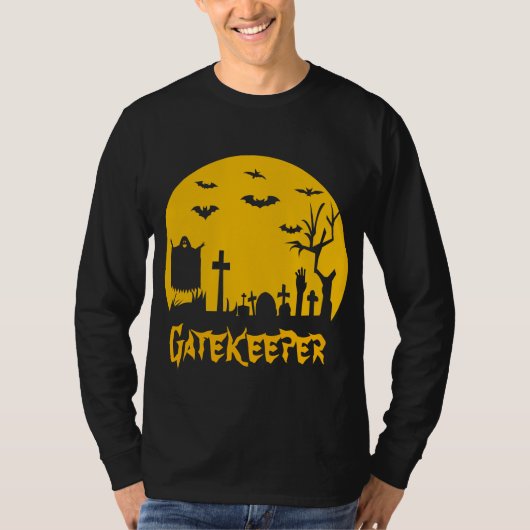 T-shirt Halloween Gatekeeper Mens Long Sleeve (Devant)