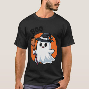 T-shirt Halloween Ghost avec WItches Broom