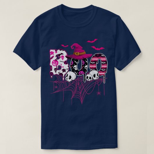 T-shirt Halloween Ghost Boo sorcière Casquette Peur Away B (Design devant)