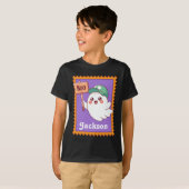 T-shirt Halloween Ghost Cute Boo Sign Custom Kids Name (Devant entier)
