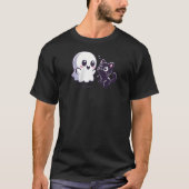 T-shirt Halloween Ghost Cute Chat Éffrayant Automne Friend (Devant)