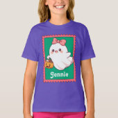 T-shirt Halloween Ghost Cute Coquette Bow Custom Name (Devant)
