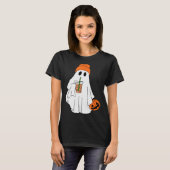T-shirt Halloween Ghost Drinking Coffee Ghost Ice Coffee M (Devant entier)