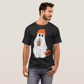 T-shirt Halloween Ghost Drinking Coffee Ghost Ice Coffee M (Devant entier)