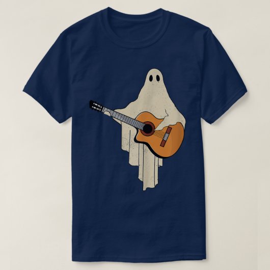 T-shirt Halloween Ghost Play Guitar drôle 1565 (Design devant)