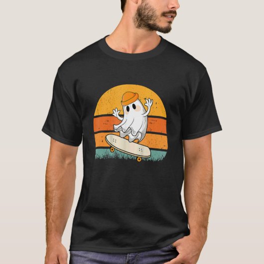 T-shirt Halloween Ghost Skateboard Halloween Skateboardin (Devant)