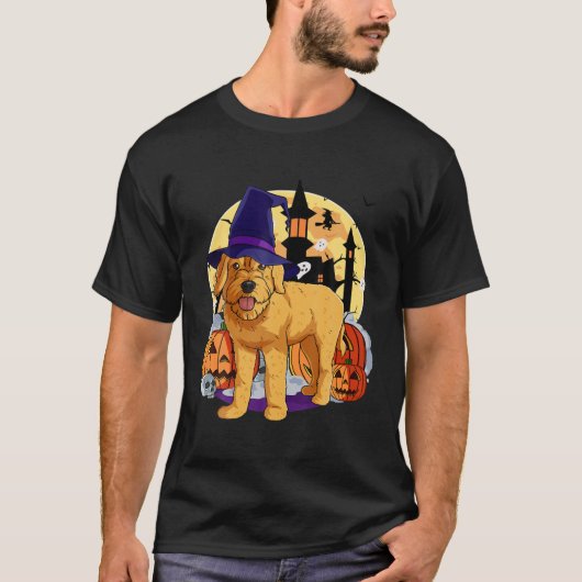 T-shirt Halloween Goldendoodle Citrouille sorcière Costum (Devant)