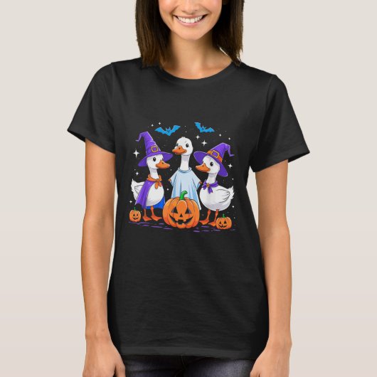 T-shirt Halloween Goose Ghost Pumpkin Witch Costume Soky F (Devant)