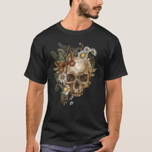 T-shirt Halloween gothique Floral Crâne Cottagecore Hallow