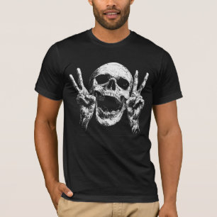 T-shirt Halloween gothique foncé, Mains de paix du crâne