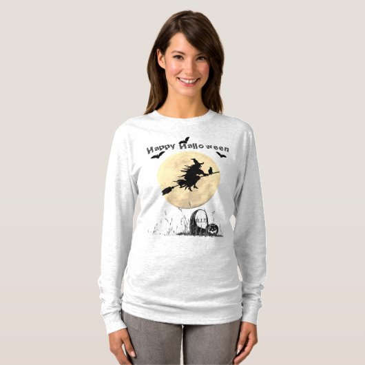 T-shirt Halloween Gray Long Sleeve (Devant entier)