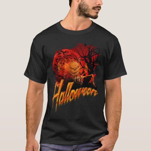 T-shirt Halloween Grinning Skeleton Citrouille (Devant)