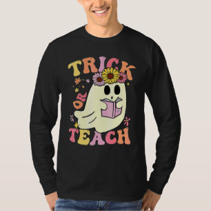 T-shirt Halloween Groovy Trick or Teach Rétro Fantôme Flor