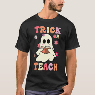 T-shirt Halloween Groovy Trick Or Teach Rétro Fantôme Flor