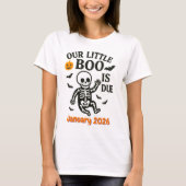 T-shirt Halloween Grossesse bébé Faire-part Boo est dû (Devant)
