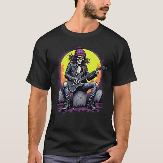 T-shirt Halloween Grunge Skeleton (Devant)