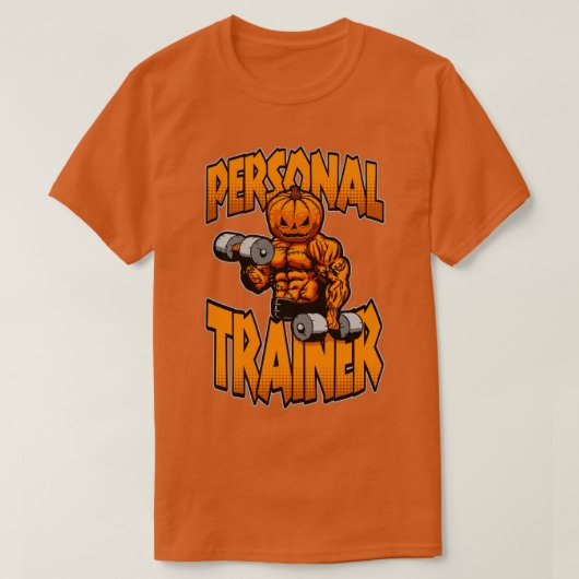 T-shirt Halloween Gym Personal Trainer Citrouille Dumbbell (Design devant)