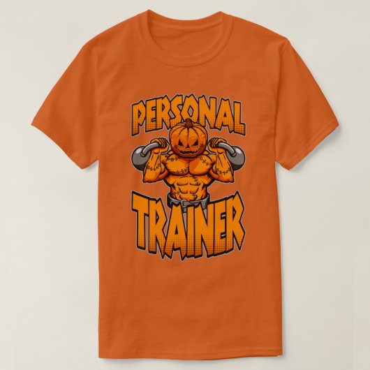 T-shirt Halloween Gym Personal Trainer Citrouille Kettlebe (Design devant)