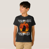 T-SHIRT HALLOWEEN HALLOWEEN CHAT CITROUILLE NOIR (Devant entier)