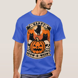 T-shirt Halloween Happy MeowOween Cute Black Cats Funny Co
