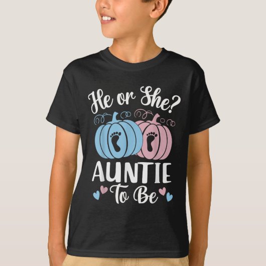 T-shirt Halloween He Or She Auntie To Be Pumpkin Gender Re (Devant)