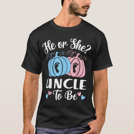 T-shirt Halloween He Or She Uncle To Be Pumpkin Gender Rev (Devant)