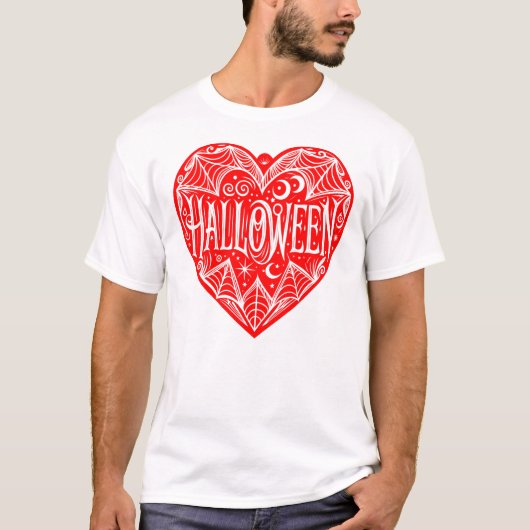 T-shirt Halloween Heart, Red Heart Shape, Holiday (Devant)