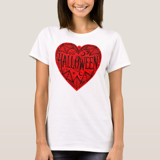 T-shirt Halloween Heart, Red Heart Shape, Holiday (Devant)