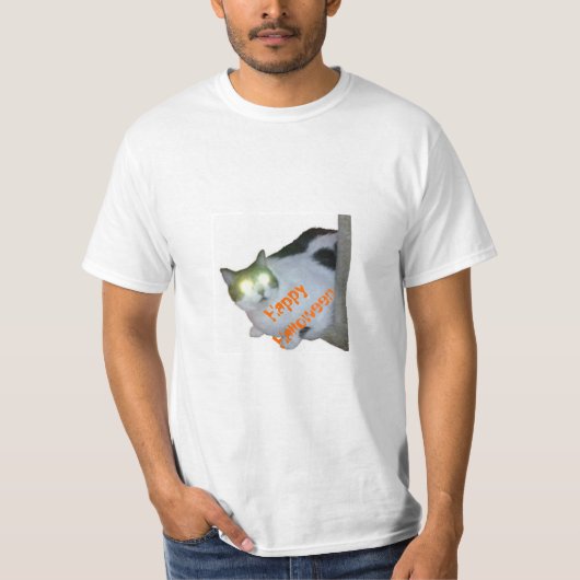 T-shirt Halloween heureux de Chat-O-Lanterne (Devant)