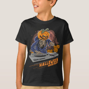 T-shirt Halloween Horror Party Citrouille Head DJ