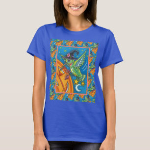 T-SHIRT HALLOWEEN HUMMINGBIRD & JACK-O'-LANTERN WHIMSY