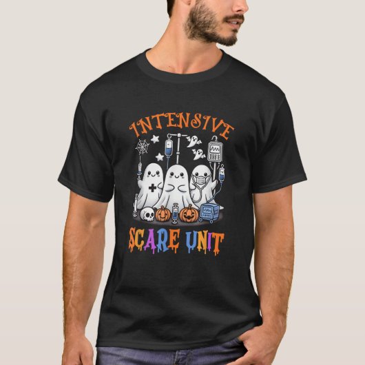 T-shirt Halloween Intensive Care Scare Unit Ghost Nurse Ic (Devant)