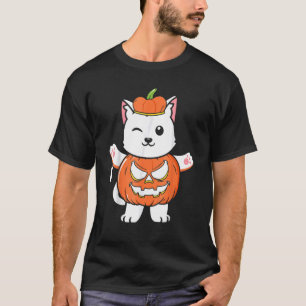 T-shirt Halloween Jack-o'-lantern Citrouille Chat Filles f