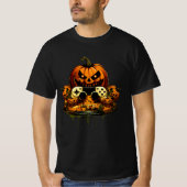 T-shirt Halloween Jack-o'-lantern Citrouille Gamepad Face  (Devant)