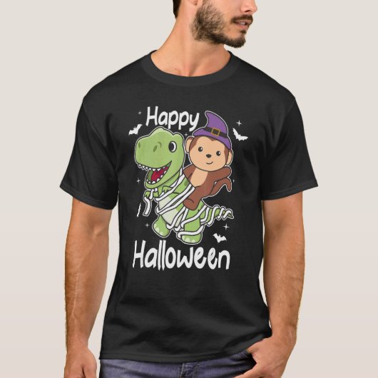 T-shirt Halloween joyeuse singe maman rex singe Halloween (Devant)