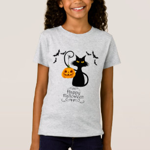 T-Shirt Halloween Kitty avec Citrouille