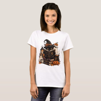T-shirt Halloween Livres Vintage Chat Noir