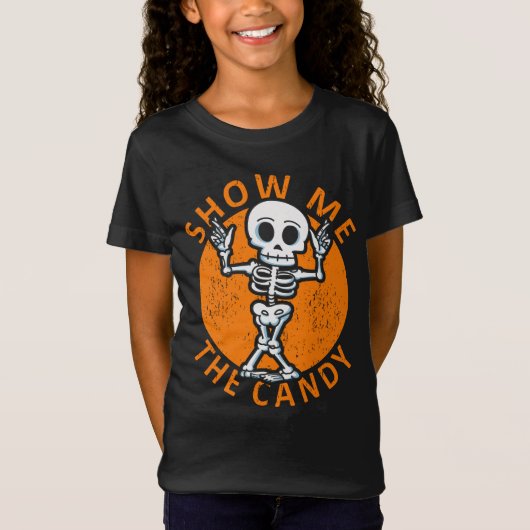 T-Shirt Halloween Me Montrez-Moi Le Squelette Candy (Devant)