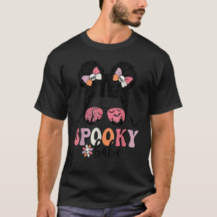 T-shirt Halloween Messy Bun Girl Éffrayant Babe Saison Gro