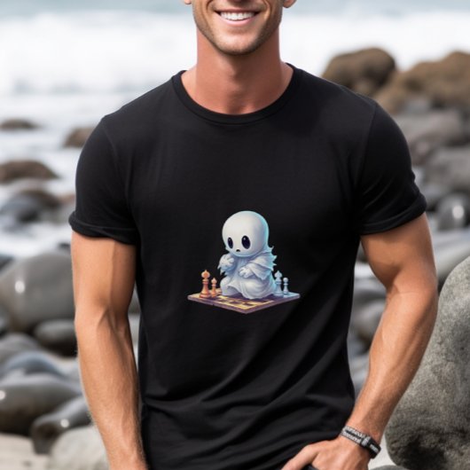 T-shirt Halloween mignon fantôme Jouer aux échecs