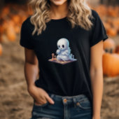 T-shirt Halloween mignon fantôme Jouer aux échecs