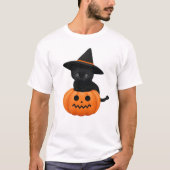 T-shirt Halloween mignonette Cartoon amis, Chat bébé noir (Devant)