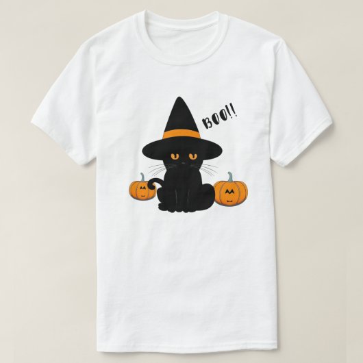 T-shirt Halloween mignonette Cartoon amis, Chat bébé noir (Design devant)