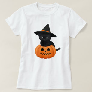 T-shirt Halloween mignonette Cartoon amis, Chat bébé noir